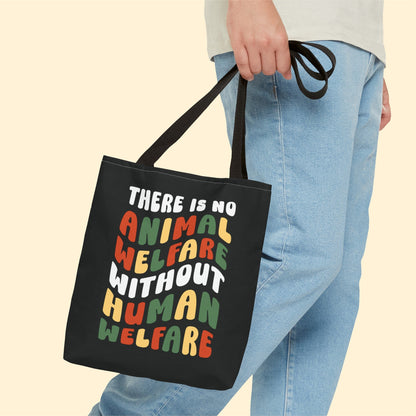 There Is No Animal Welfare Without Human Welfare | Retro Style | Tote Bag - Detezi Designs-16625945605938502375