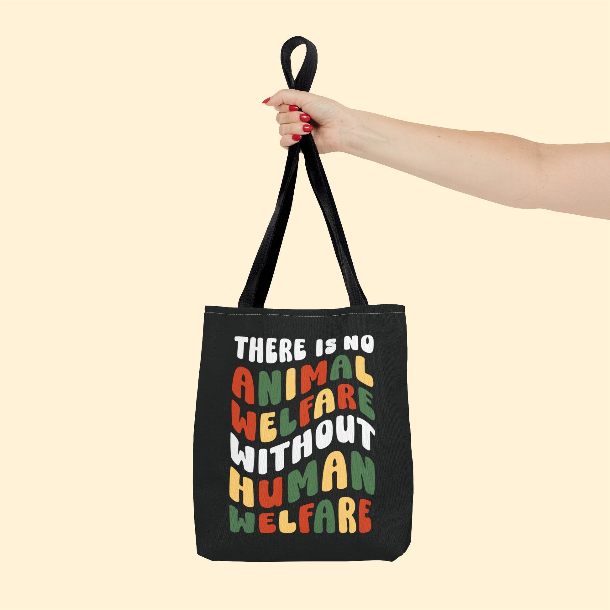 There Is No Animal Welfare Without Human Welfare | Retro Style | Tote Bag - Detezi Designs-16625945605938502375