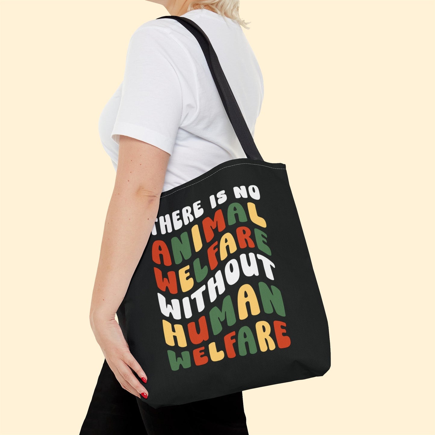 There Is No Animal Welfare Without Human Welfare | Retro Style | Tote Bag - Detezi Designs-16625945605938502375