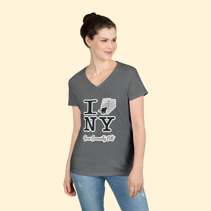 TNRM NY | FUNDRAISER for Bronx Community Cats | Ladies' V - Neck T-Shirt - Detezi Designs - 13725194357000618151