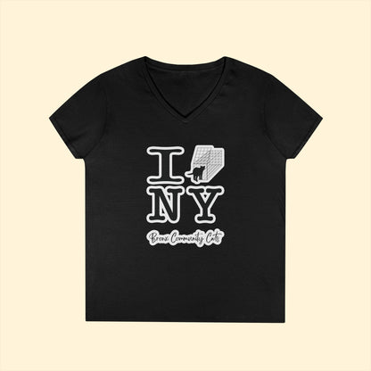 TNRM NY | FUNDRAISER for Bronx Community Cats | Ladies' V - Neck T-Shirt - Detezi Designs - 21690733487935582062