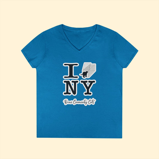 TNRM NY | FUNDRAISER for Bronx Community Cats | Ladies' V - Neck T-Shirt - Detezi Designs - 25790808402970638891