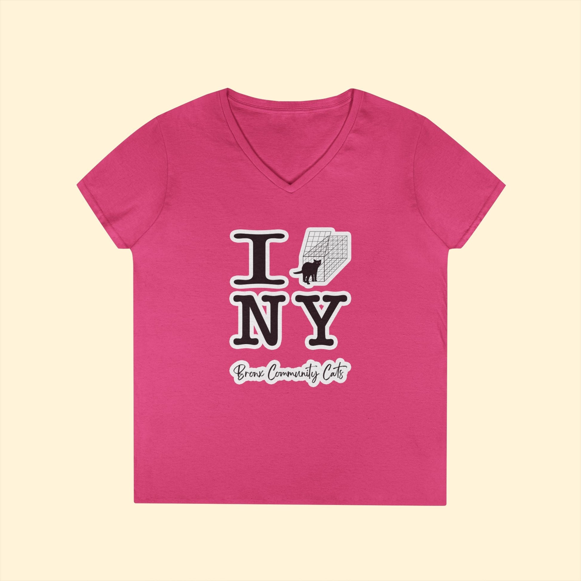 TNRM NY | FUNDRAISER for Bronx Community Cats | Ladies' V - Neck T-Shirt - Detezi Designs - 26555137588013106908