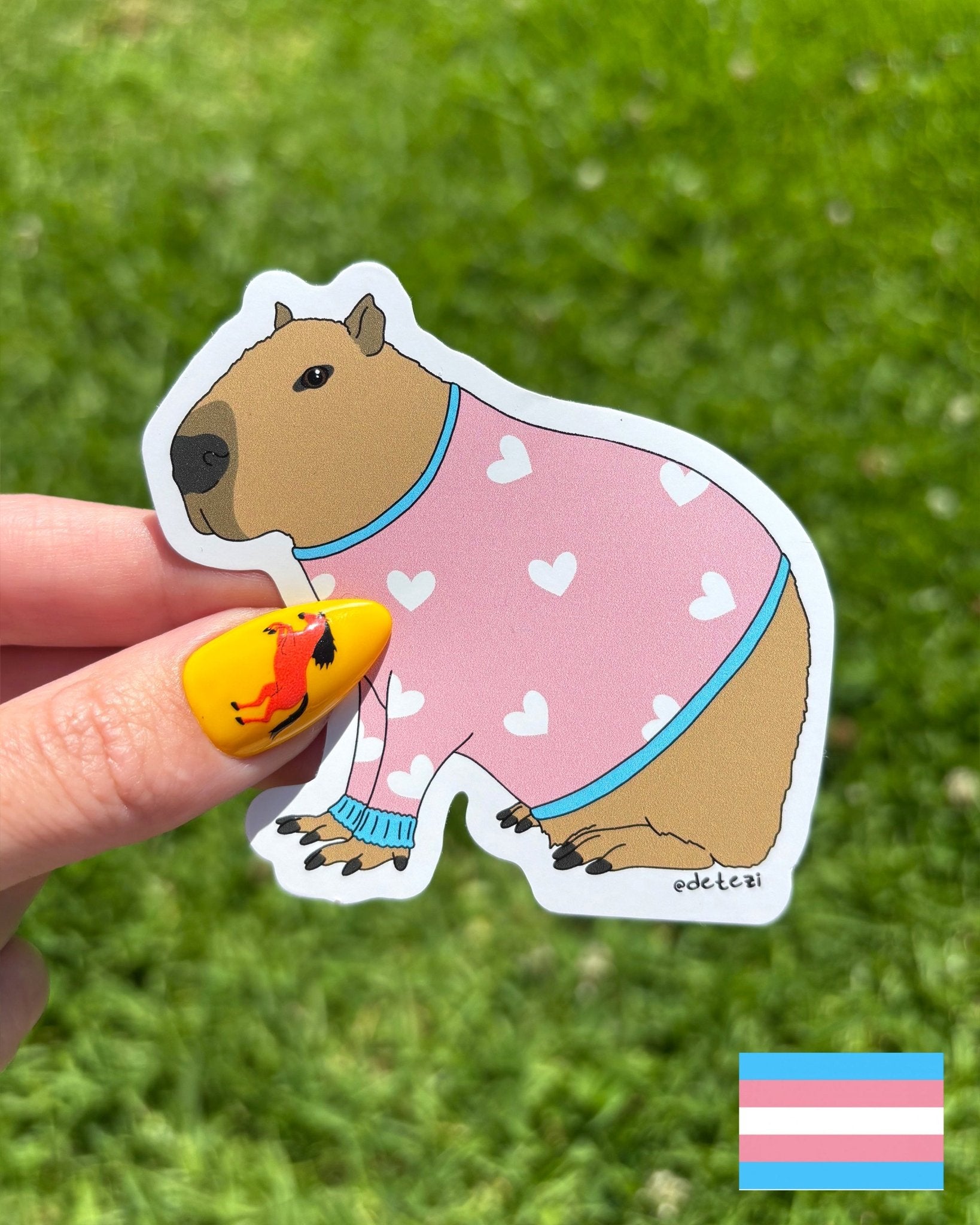 Trans Capybara | Vinyl Sticker - Detezi Designs-