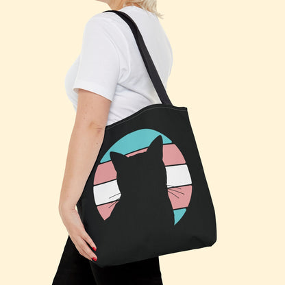 Trans Pride | Cat Silhouette | Tote Bag - Detezi Designs - 23557090251888066977