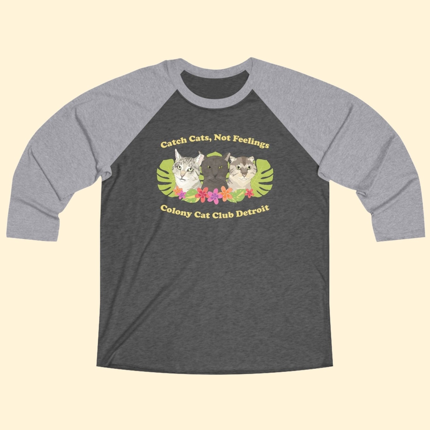 Unisex 3\4 Sleeve Tee | FUNDRAISER | Colony Cat Club - Detezi Designs - 58975139872589719206