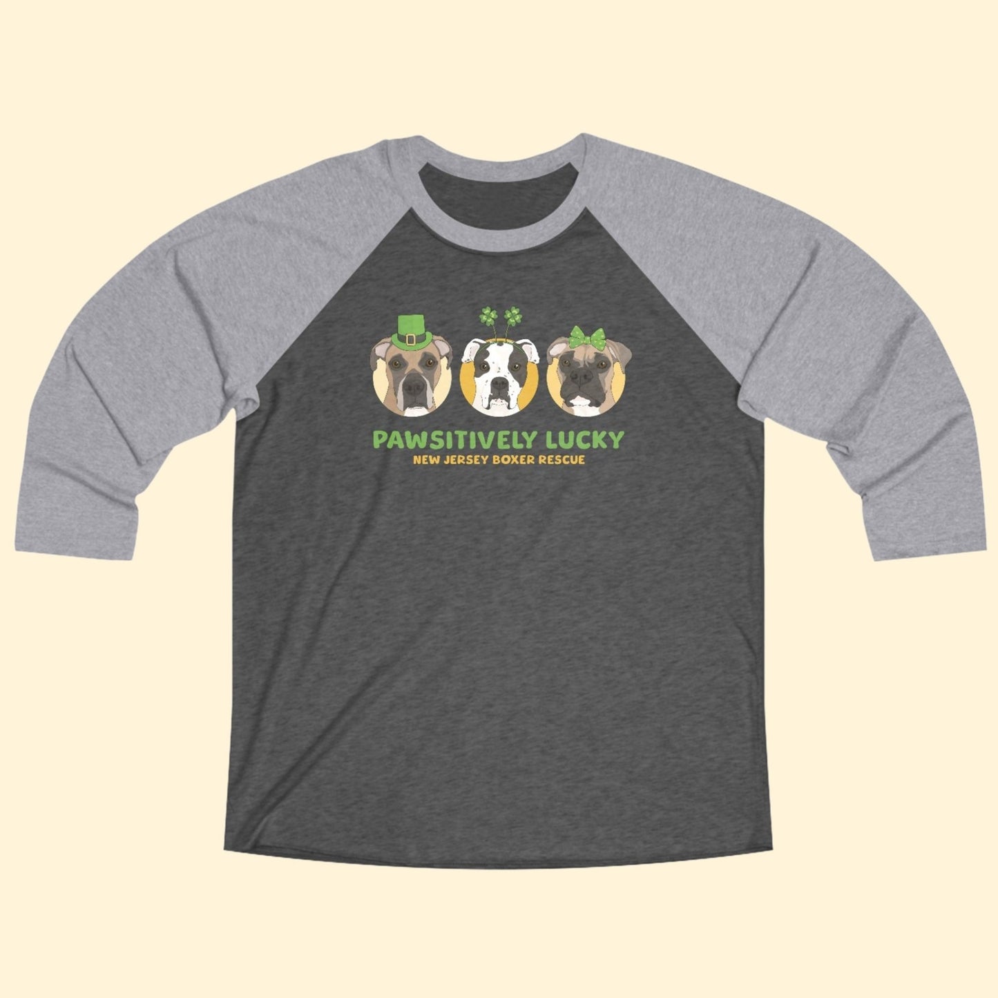 Unisex 3\4 Sleeve Tee | FUNDRAISER | New Jersey Boxer Rescue | St. Patrick's Day - Detezi Designs - 18071291862591193705