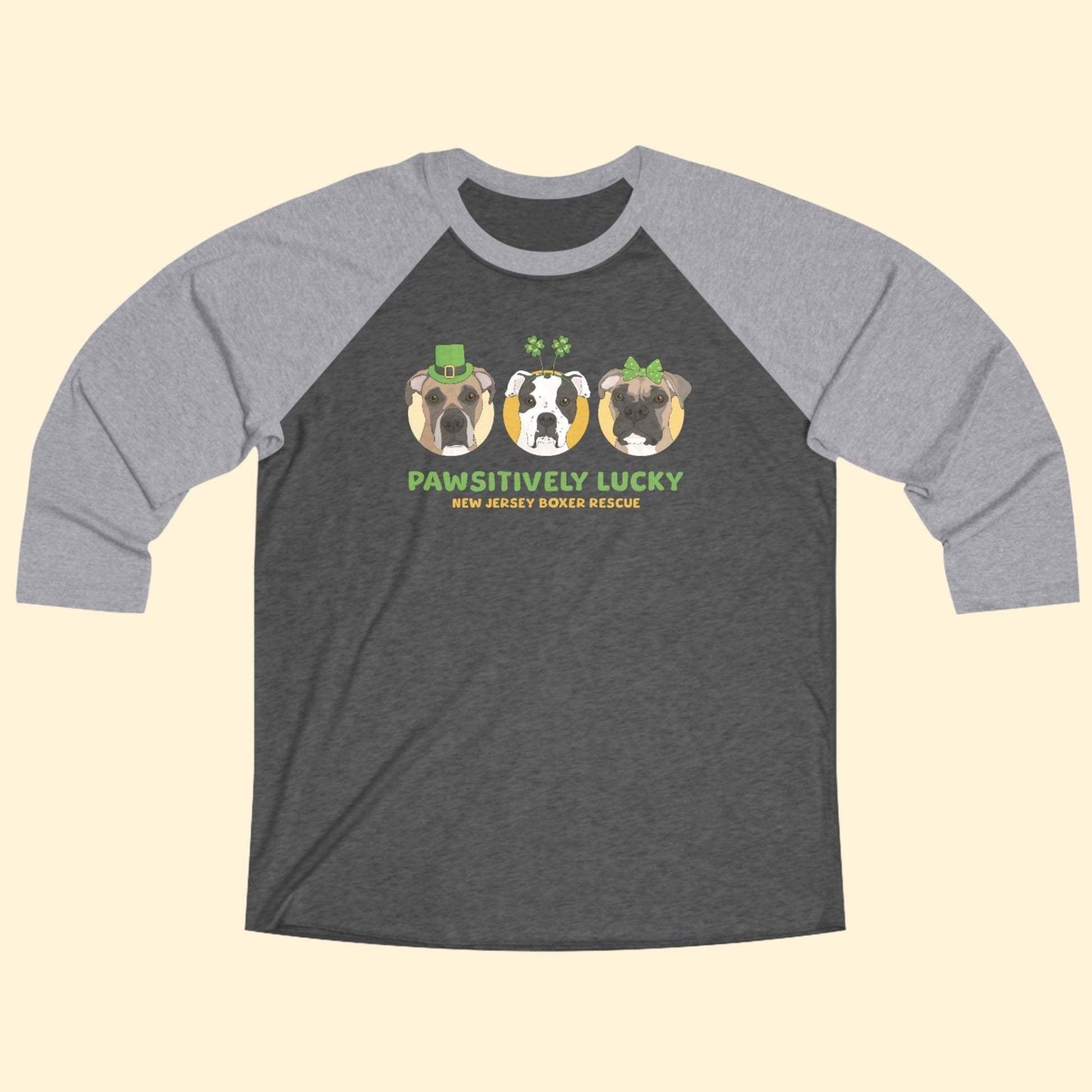 Unisex 3\4 Sleeve Tee | FUNDRAISER | New Jersey Boxer Rescue | St. Patrick's Day - Detezi Designs - 18071291862591193705