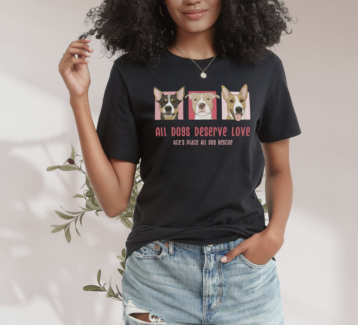 Unisex Crewneck T-shirt | FUNDRAISER | Ace's Place All Dog Rescue - Detezi Designs-22418312300236532985