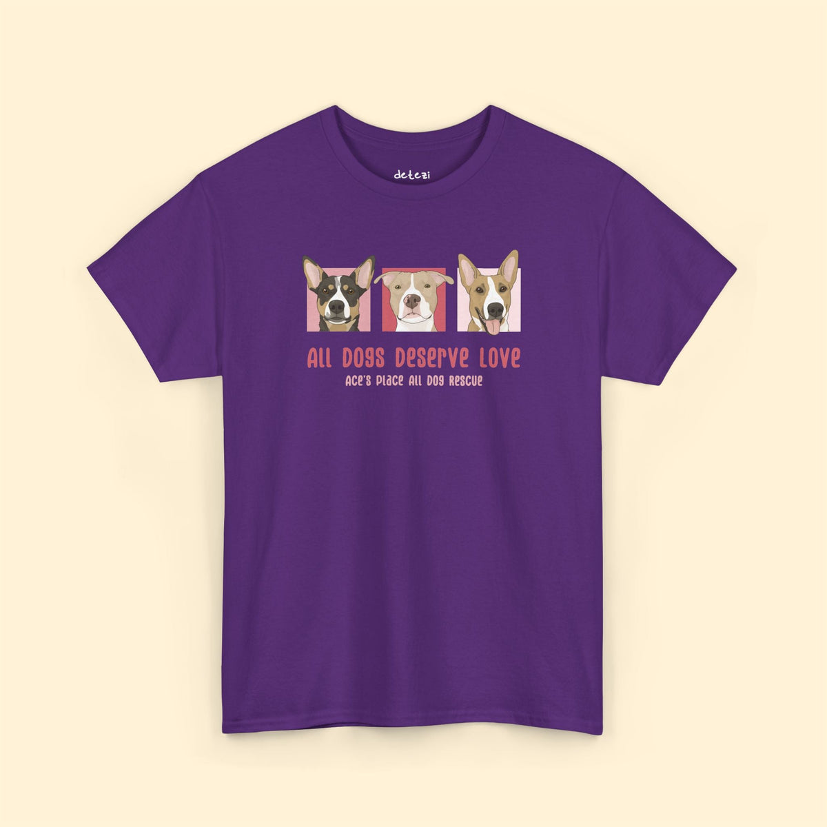 Unisex Crewneck T-shirt | FUNDRAISER | Ace's Place All Dog Rescue - Detezi Designs-74485439521244205731
