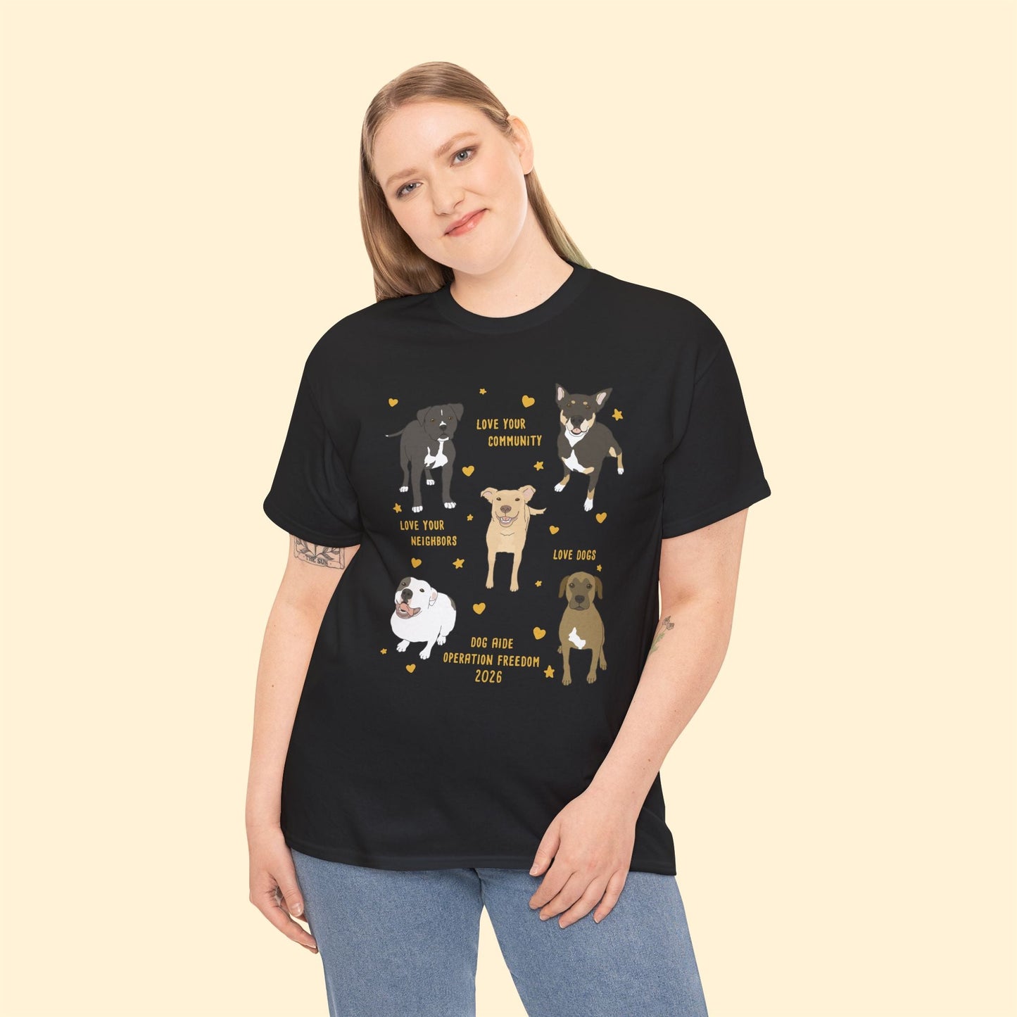 Unisex Crewneck T-shirt | FUNDRAISER | Dog Aide | Operation Freedom 2026 - Detezi Designs-51426340675871720416