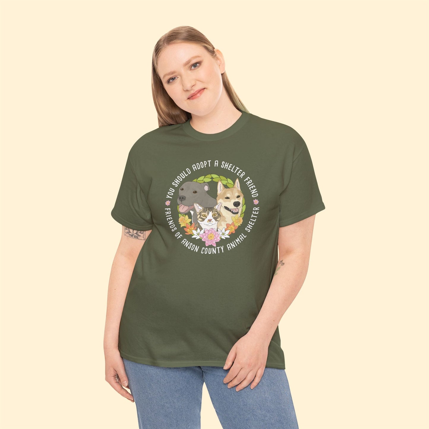 Unisex Crewneck T-shirt | FUNDRAISER | Friends of Anson County Animal Shelter | Spring - Detezi Designs - 29355385324902640997