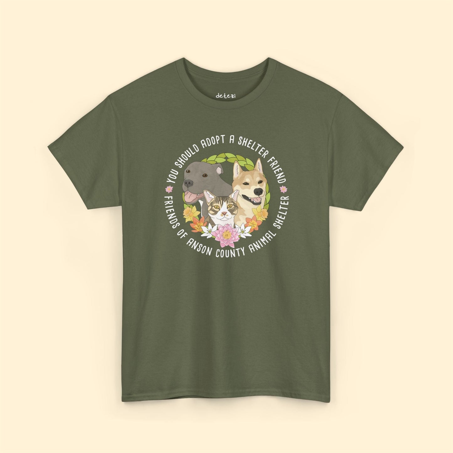 Unisex Crewneck T-shirt | FUNDRAISER | Friends of Anson County Animal Shelter | Spring - Detezi Designs - 29355385324902640997