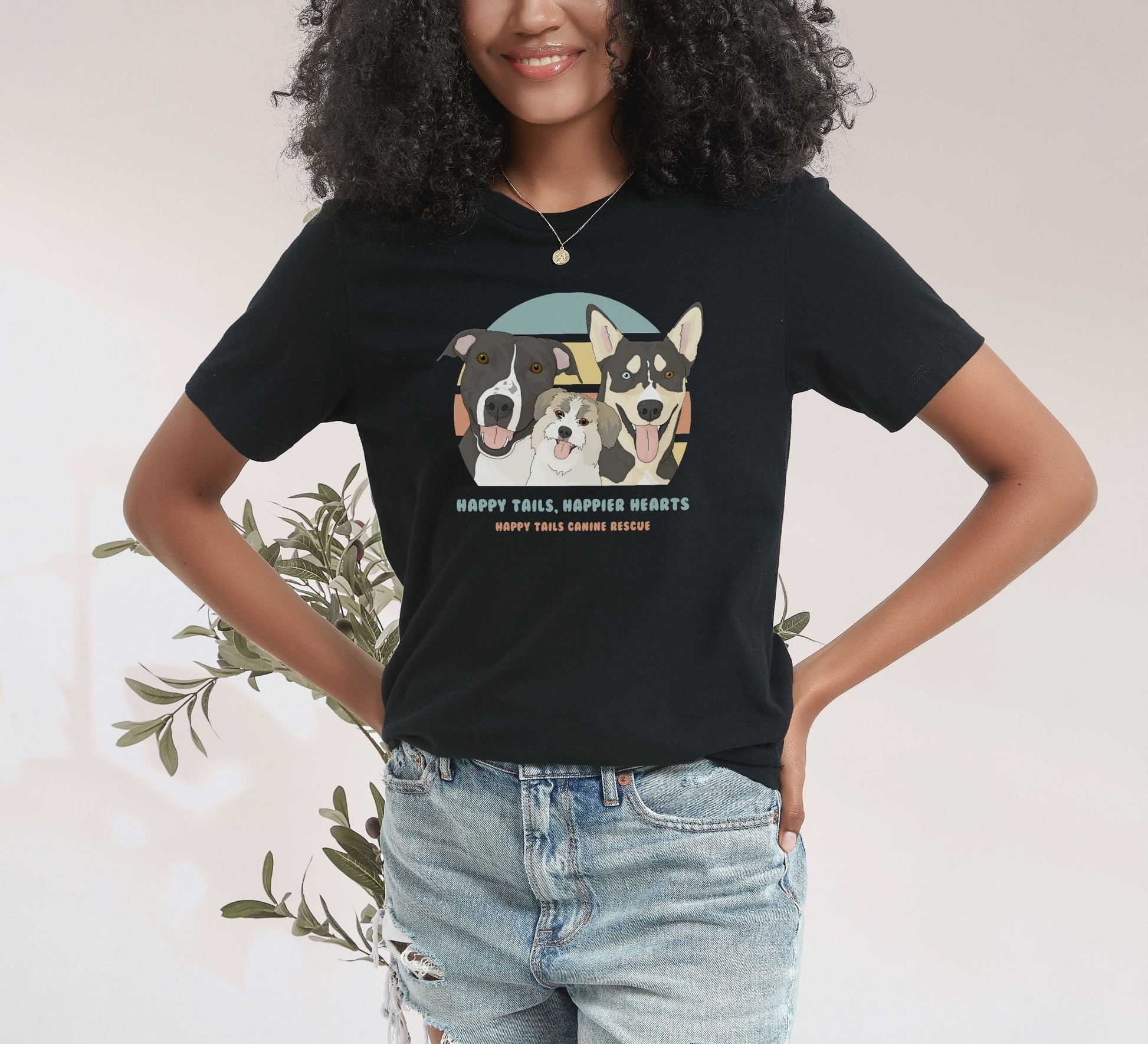 Unisex Crewneck T-shirt | FUNDRAISER | Happy Tails Canine Rescue - Detezi Designs-10378587018250233342