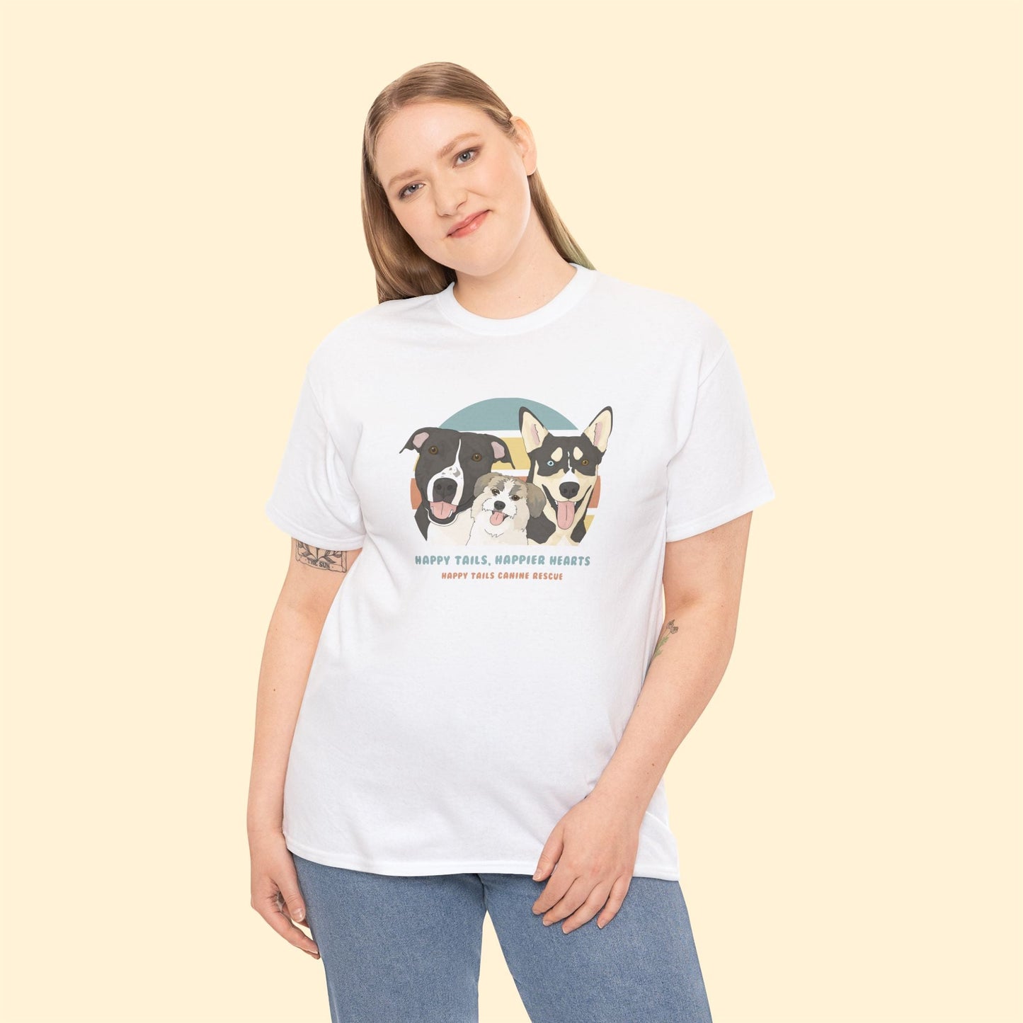 Unisex Crewneck T-shirt | FUNDRAISER | Happy Tails Canine Rescue - Detezi Designs-17520101255257455547