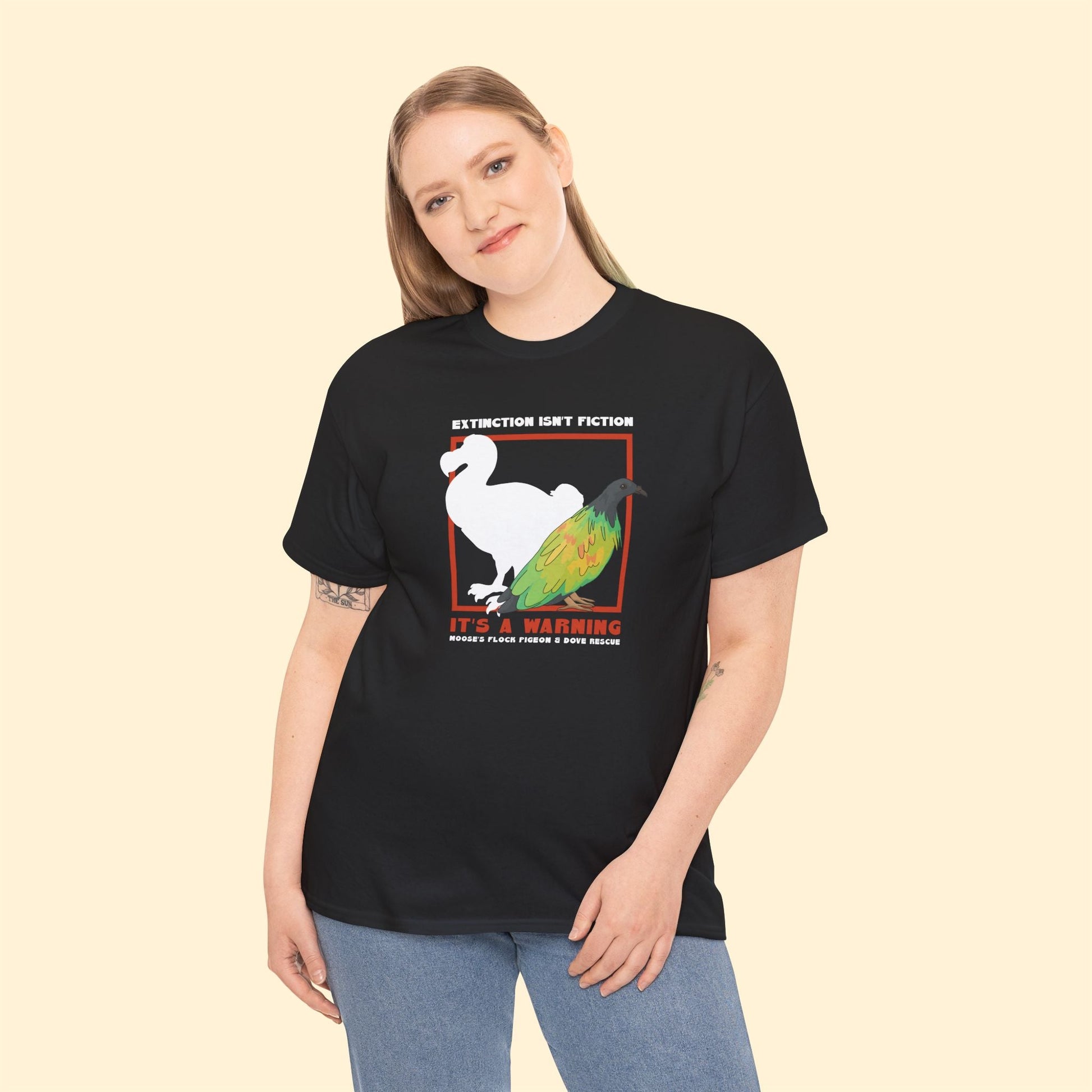 Unisex Crewneck T-shirt | FUNDRAISER | Moose's Flock | Extinction is a Warning - Detezi Designs - 11470260071065295240