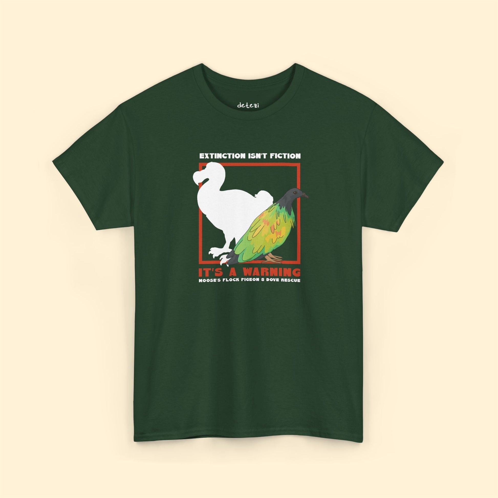Unisex Crewneck T-shirt | FUNDRAISER | Moose's Flock | Extinction is a Warning - Detezi Designs - 19015437545510759406