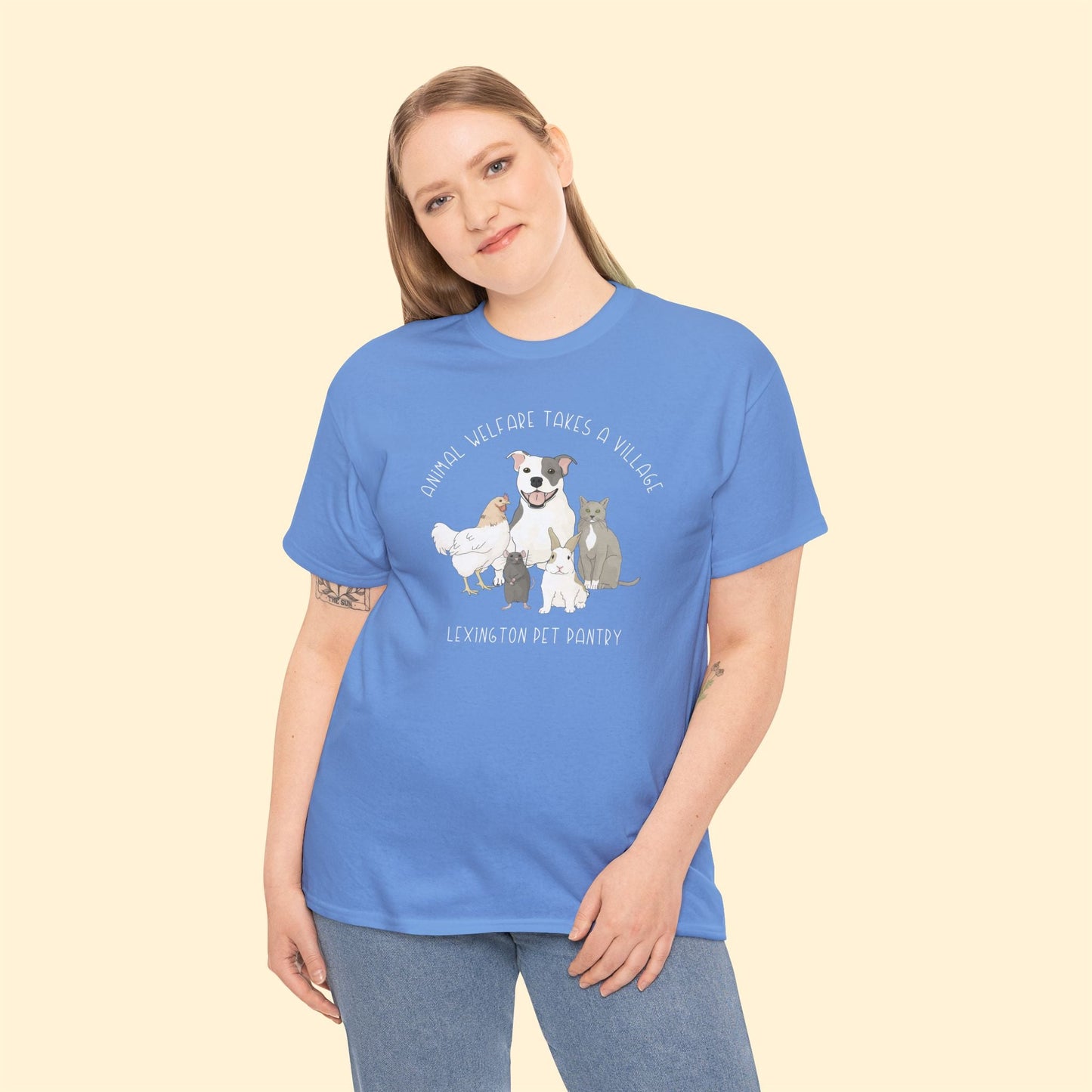 Unisex T-shirt | FUNDRAISER | Lexington Pet Pantry | It Takes A Village - Detezi Designs - 18933777219357776893