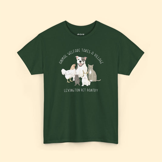 Unisex T-shirt | FUNDRAISER | Lexington Pet Pantry | It Takes A Village - Detezi Designs - 18933777219357776893