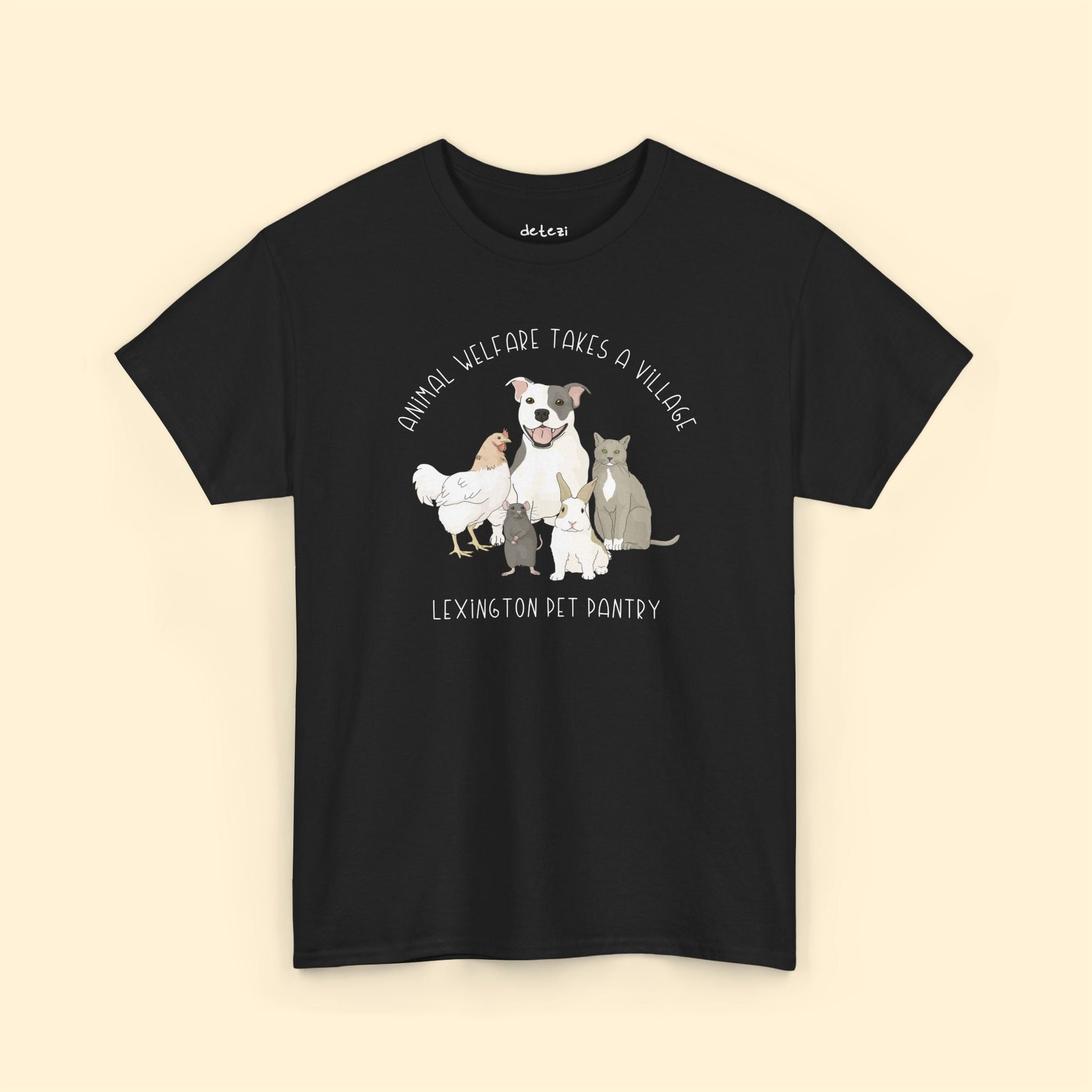 Unisex T-shirt | FUNDRAISER | Lexington Pet Pantry | It Takes A Village - Detezi Designs - 23793394478714791985