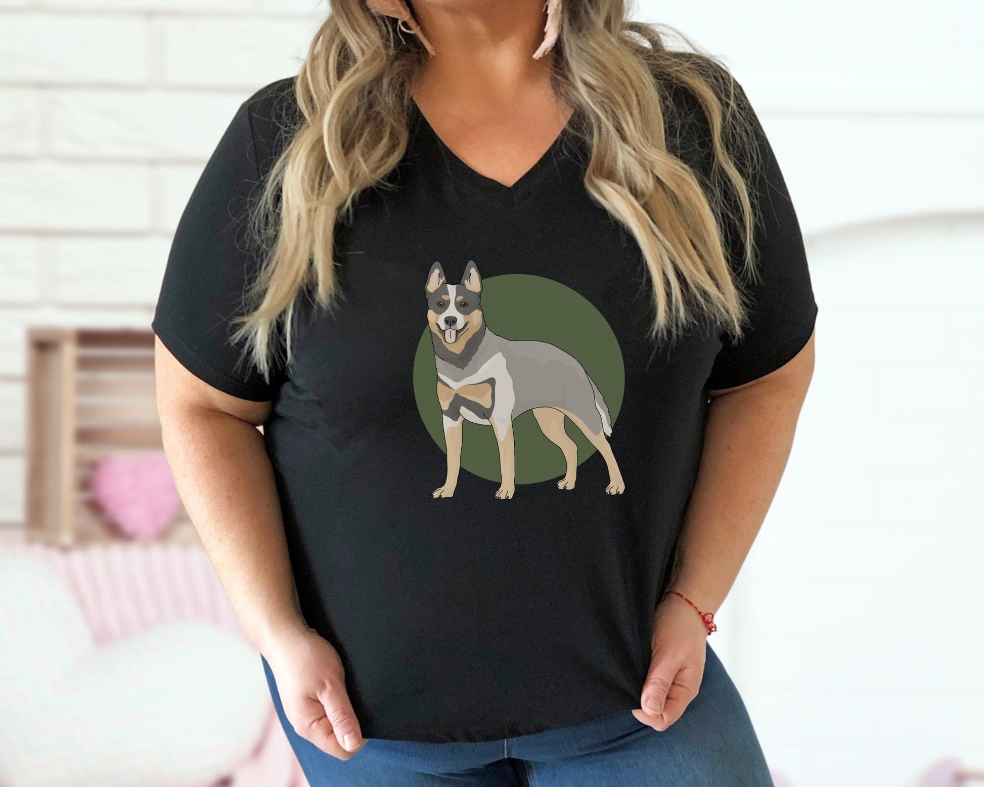 Unisex V - Neck Tee | Australian Cattle Dog | Blue Heeler - Detezi Designs - 31670999795573896375