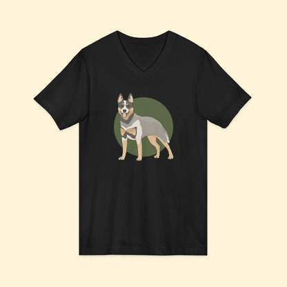 Unisex V - Neck Tee | Australian Cattle Dog | Blue Heeler - Detezi Designs - 69901458010322468552