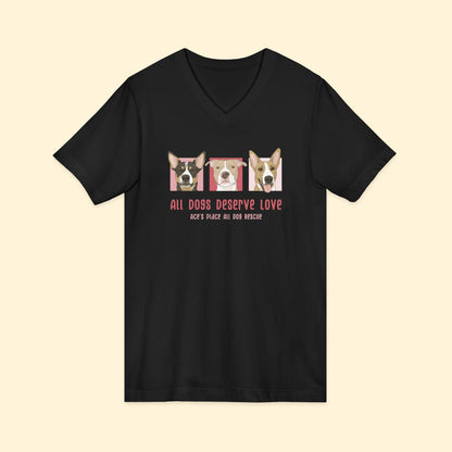 Unisex V-Neck Tee | FUNDRAISER | Ace's Place All Dog Rescue - Detezi Designs-19608715389110652664
