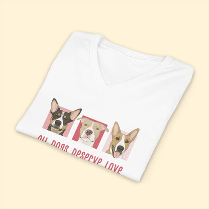 Unisex V-Neck Tee | FUNDRAISER | Ace's Place All Dog Rescue - Detezi Designs-29711587706957521278