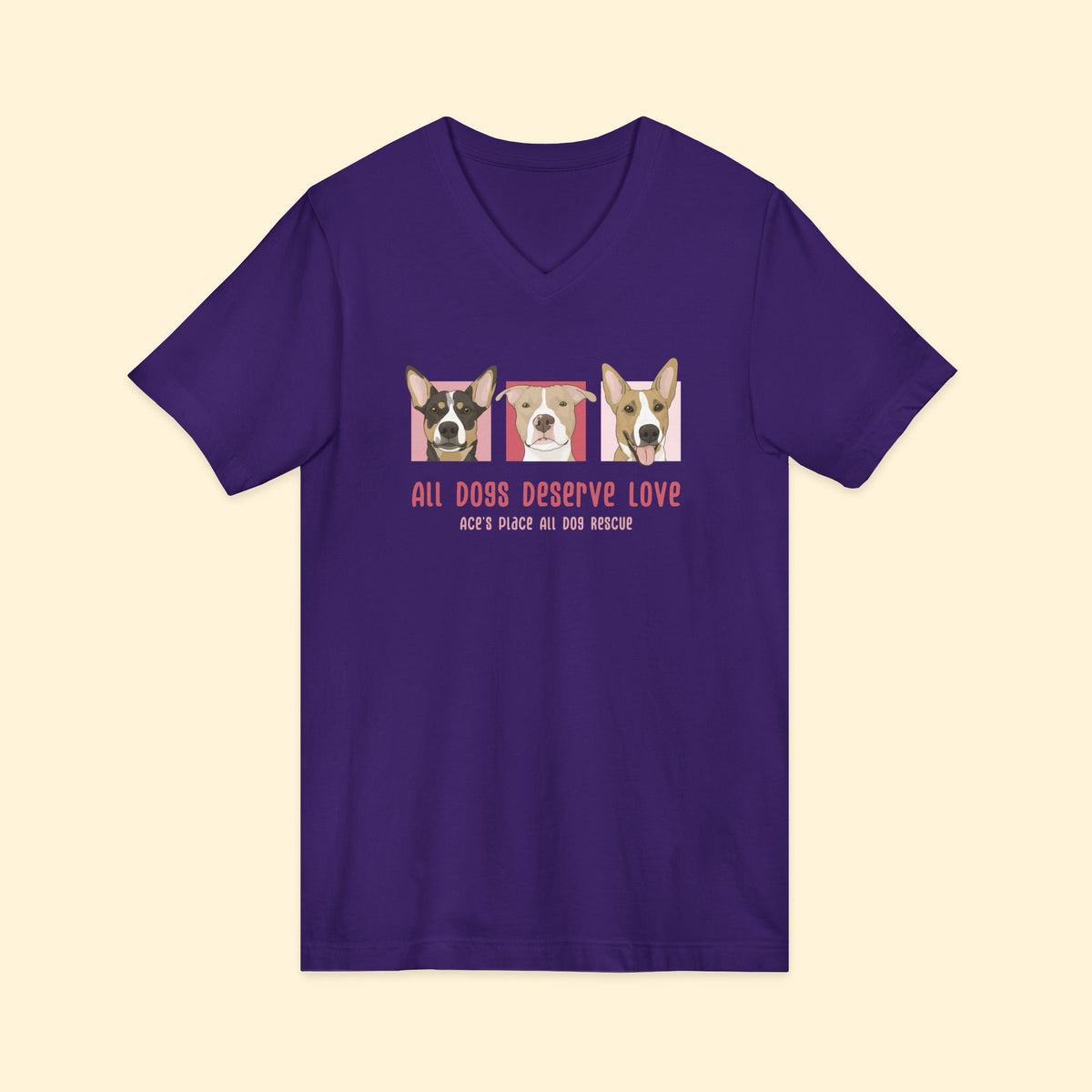 Unisex V-Neck Tee | FUNDRAISER | Ace's Place All Dog Rescue - Detezi Designs-29711587706957521278