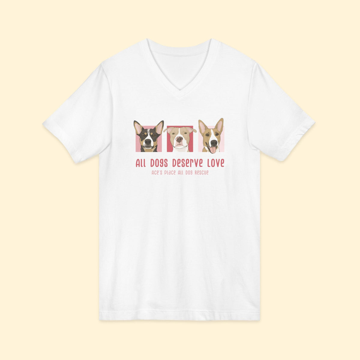 Unisex V-Neck Tee | FUNDRAISER | Ace's Place All Dog Rescue - Detezi Designs-52305100470367831965