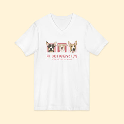 Unisex V-Neck Tee | FUNDRAISER | Ace's Place All Dog Rescue - Detezi Designs-52305100470367831965