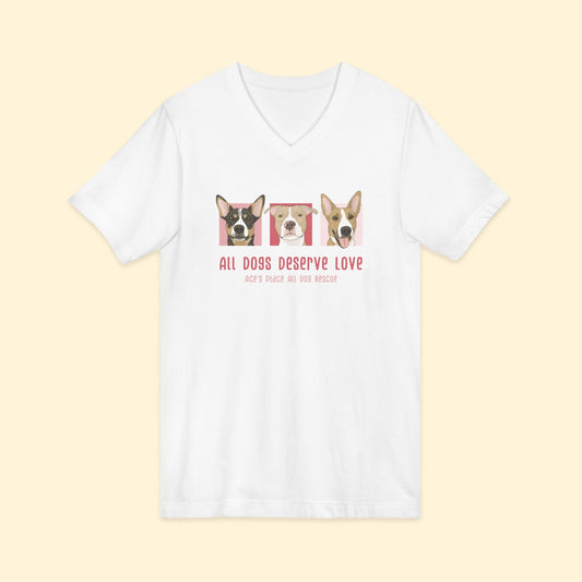 Unisex V-Neck Tee | FUNDRAISER | Ace's Place All Dog Rescue - Detezi Designs-52305100470367831965