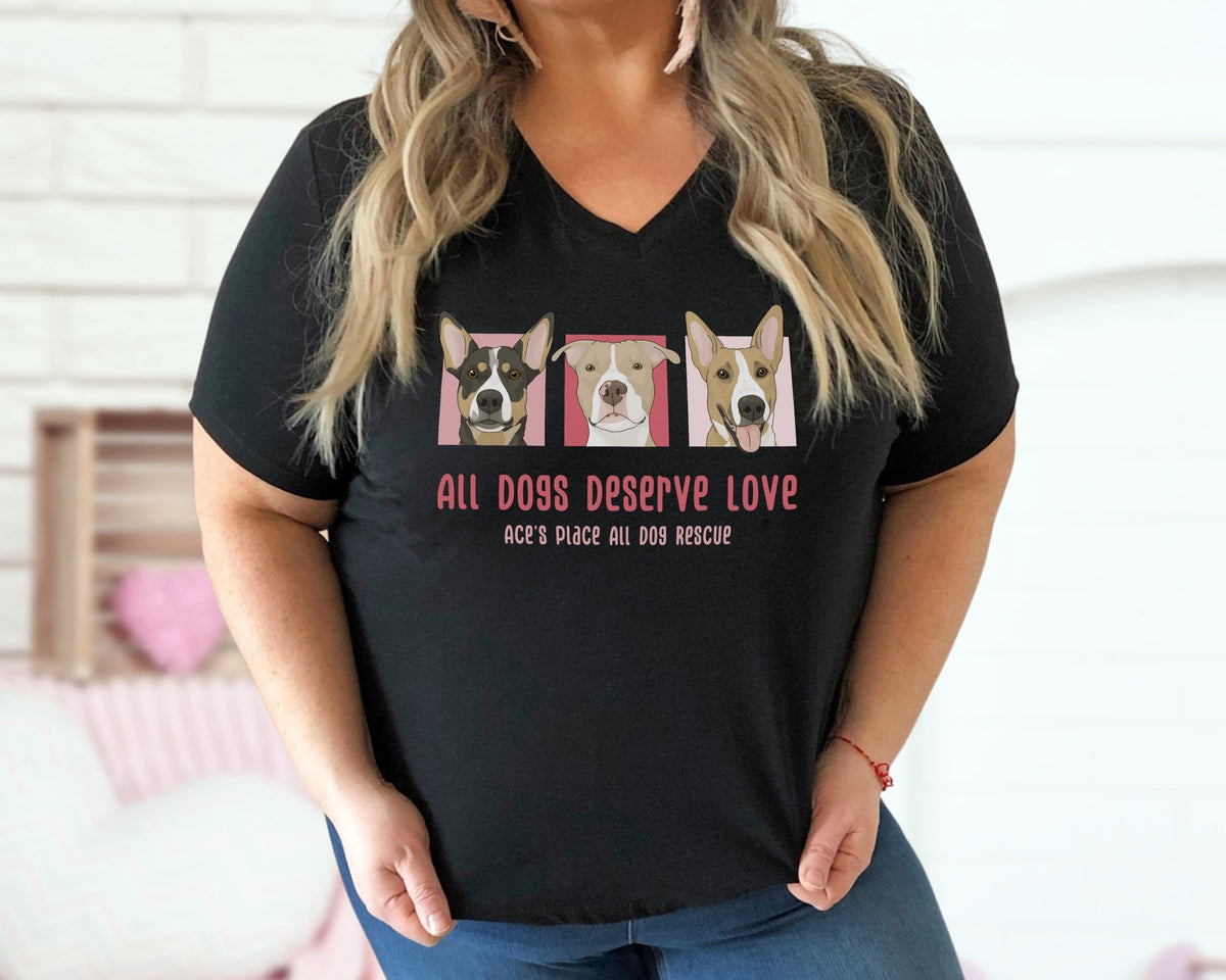 Unisex V-Neck Tee | FUNDRAISER | Ace's Place All Dog Rescue - Detezi Designs-52305100470367831965