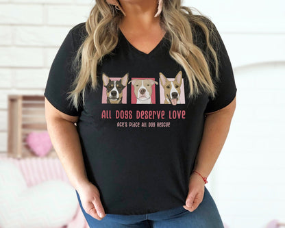 Unisex V-Neck Tee | FUNDRAISER | Ace's Place All Dog Rescue - Detezi Designs-52305100470367831965