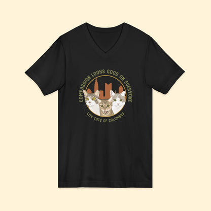 Unisex V-Neck Tee | FUNDRAISER | City Cats of Columbus - Detezi Designs-11129662920462425991