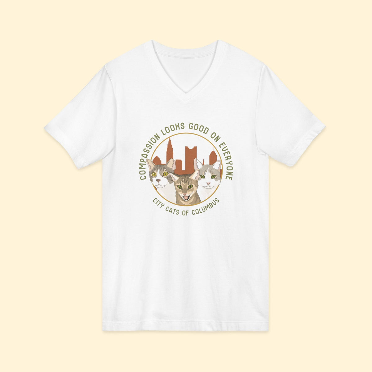 Unisex V-Neck Tee | FUNDRAISER | City Cats of Columbus - Detezi Designs-12170803281928875699