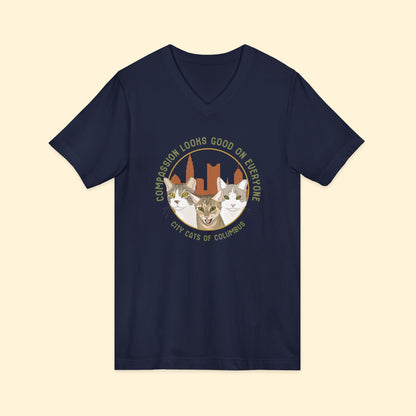 Unisex V-Neck Tee | FUNDRAISER | City Cats of Columbus - Detezi Designs-23670926353705752586
