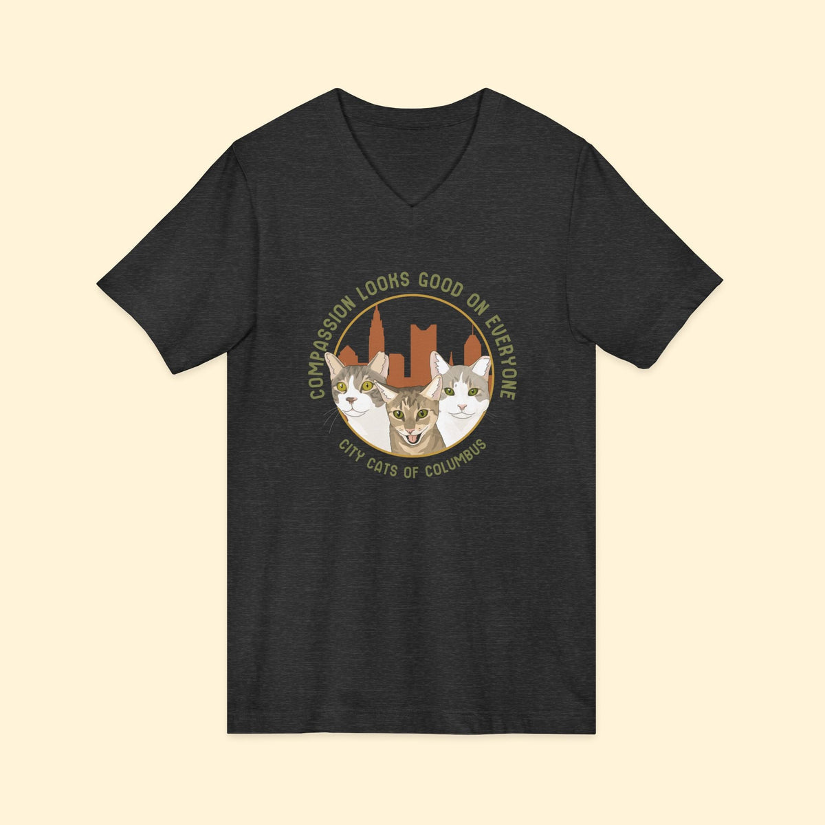 Unisex V-Neck Tee | FUNDRAISER | City Cats of Columbus - Detezi Designs-24855043972276274374