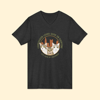 Unisex V-Neck Tee | FUNDRAISER | City Cats of Columbus - Detezi Designs-24855043972276274374