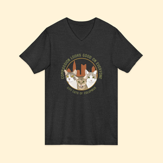 Unisex V-Neck Tee | FUNDRAISER | City Cats of Columbus - Detezi Designs-24855043972276274374