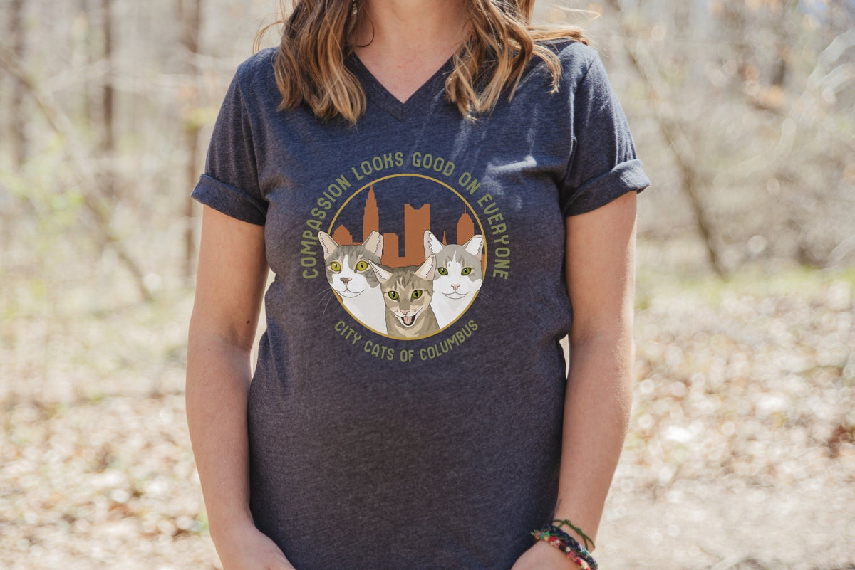 Unisex V-Neck Tee | FUNDRAISER | City Cats of Columbus - Detezi Designs-24855043972276274374