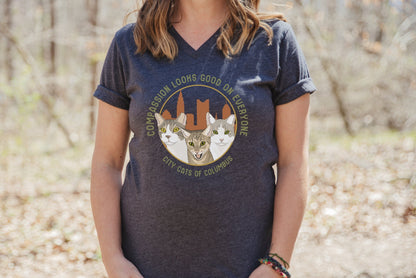 Unisex V-Neck Tee | FUNDRAISER | City Cats of Columbus - Detezi Designs-24855043972276274374