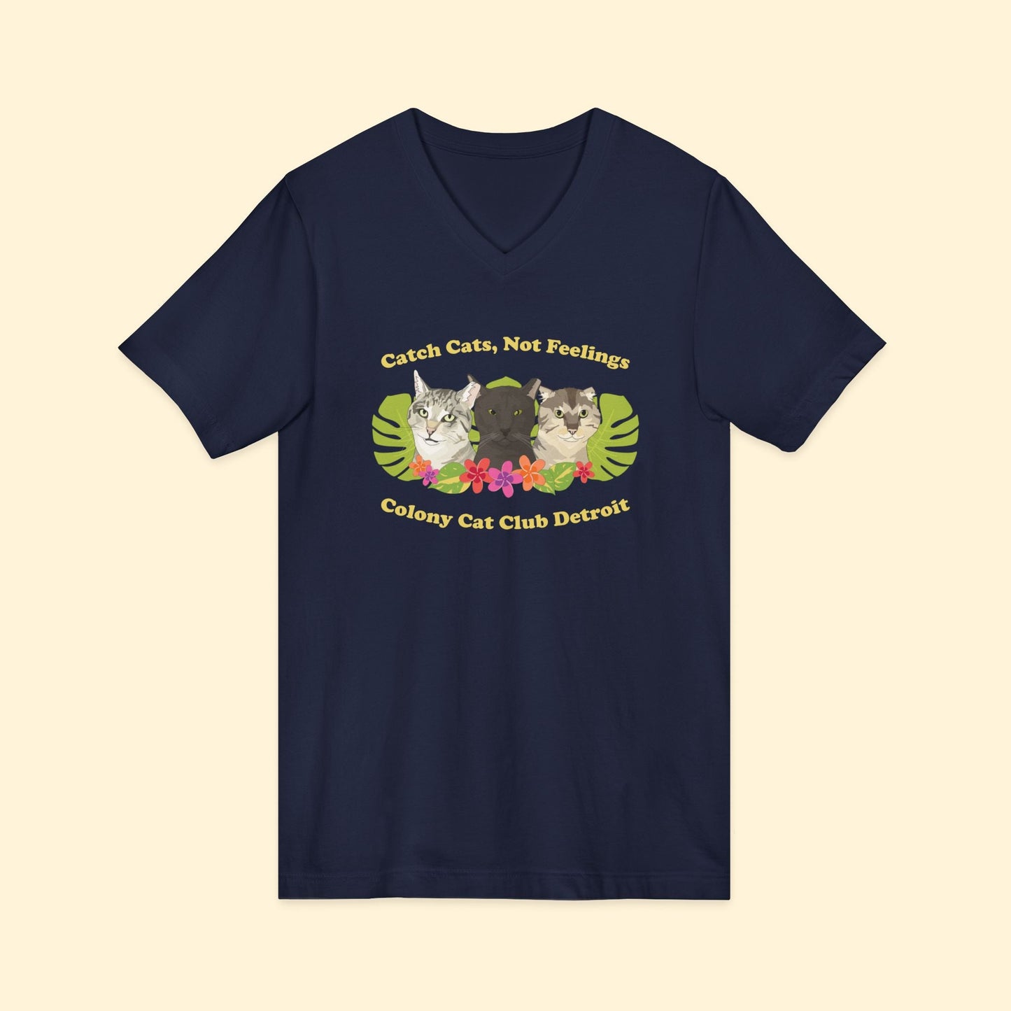 Unisex V - Neck Tee | FUNDRAISER | Colony Cat Club - Detezi Designs - 33399732136687764257