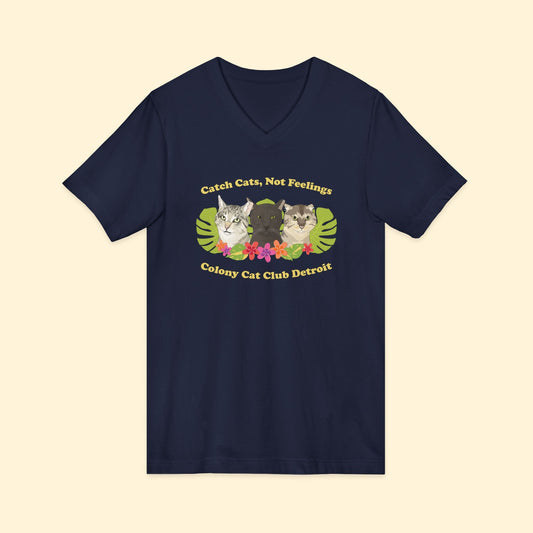 Unisex V - Neck Tee | FUNDRAISER | Colony Cat Club - Detezi Designs - 33399732136687764257