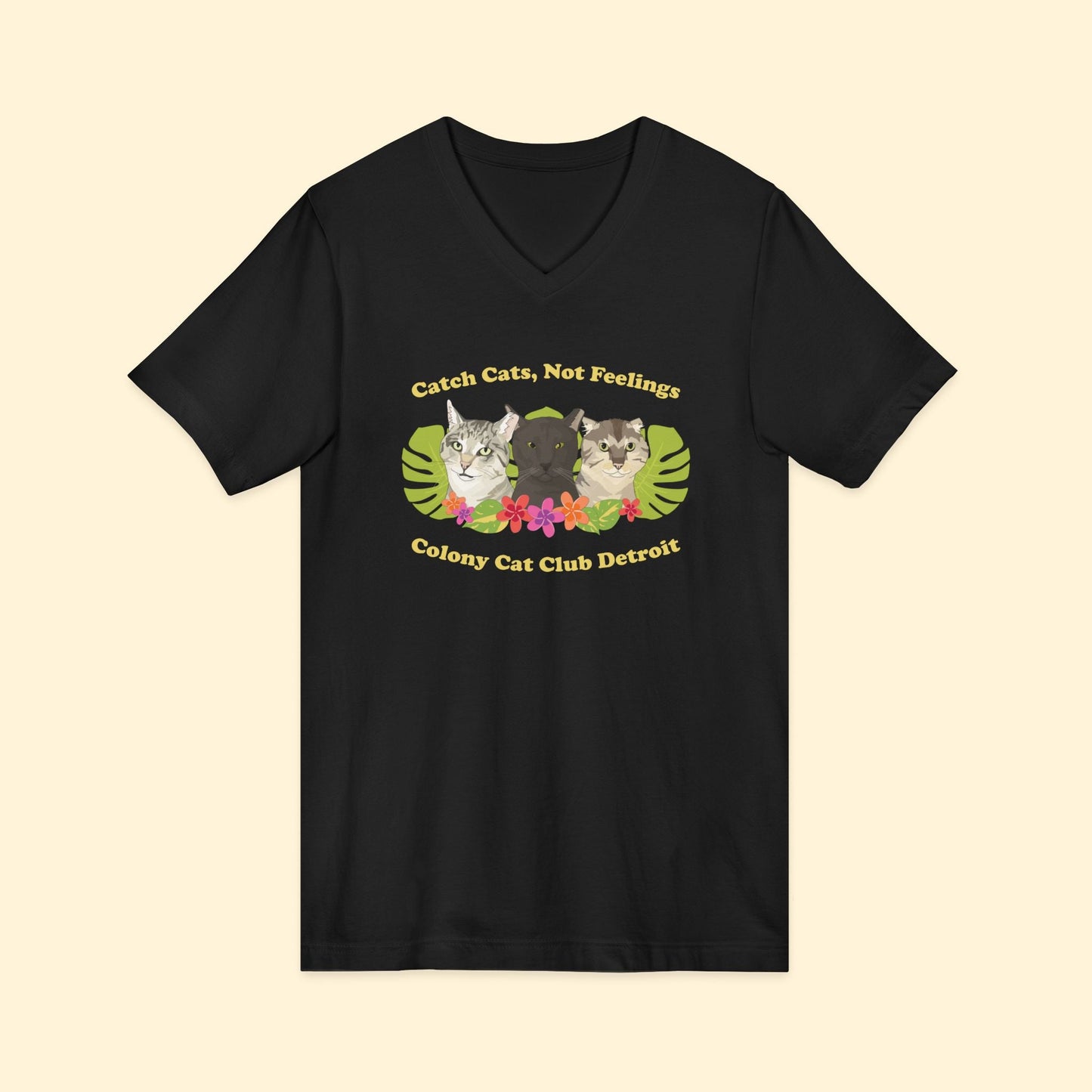 Unisex V - Neck Tee | FUNDRAISER | Colony Cat Club - Detezi Designs - 93387651711293142000