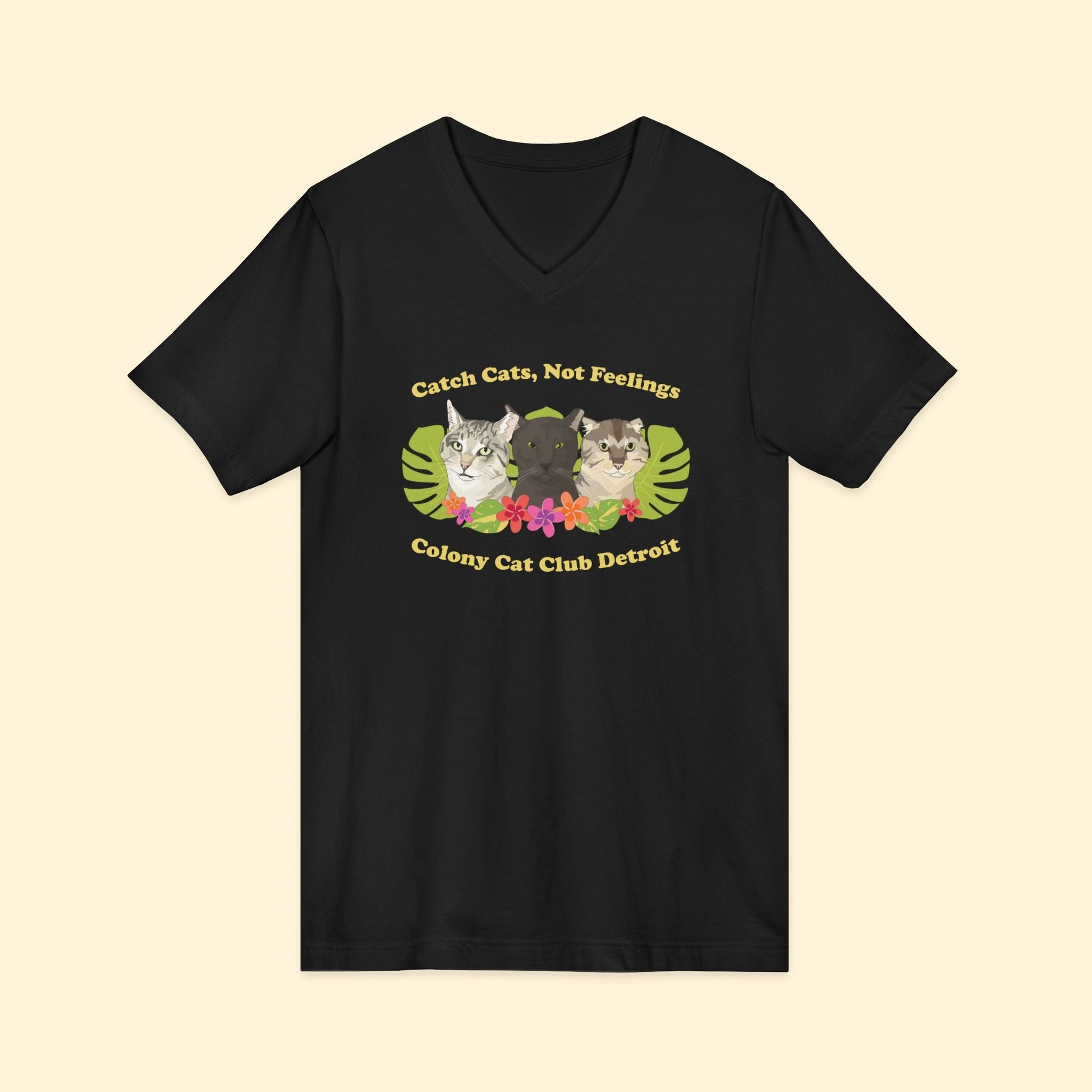 Unisex V - Neck Tee | FUNDRAISER | Colony Cat Club - Detezi Designs - 93387651711293142000