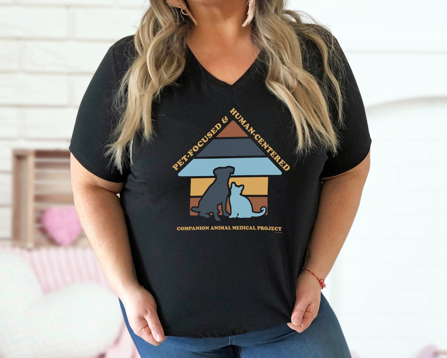 Unisex V - Neck Tee | FUNDRAISER | Companion Animal Medical Project - Detezi Designs - 26977839371960689933