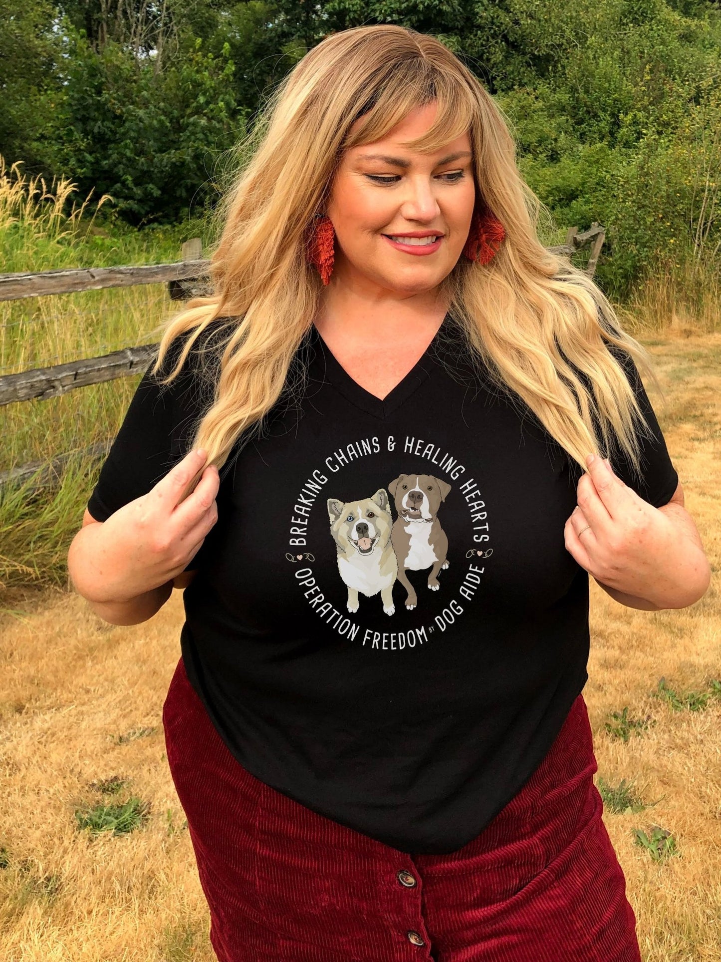 Unisex V - Neck Tee | FUNDRAISER | Dog Aide - Detezi Designs - 26121272267741621527
