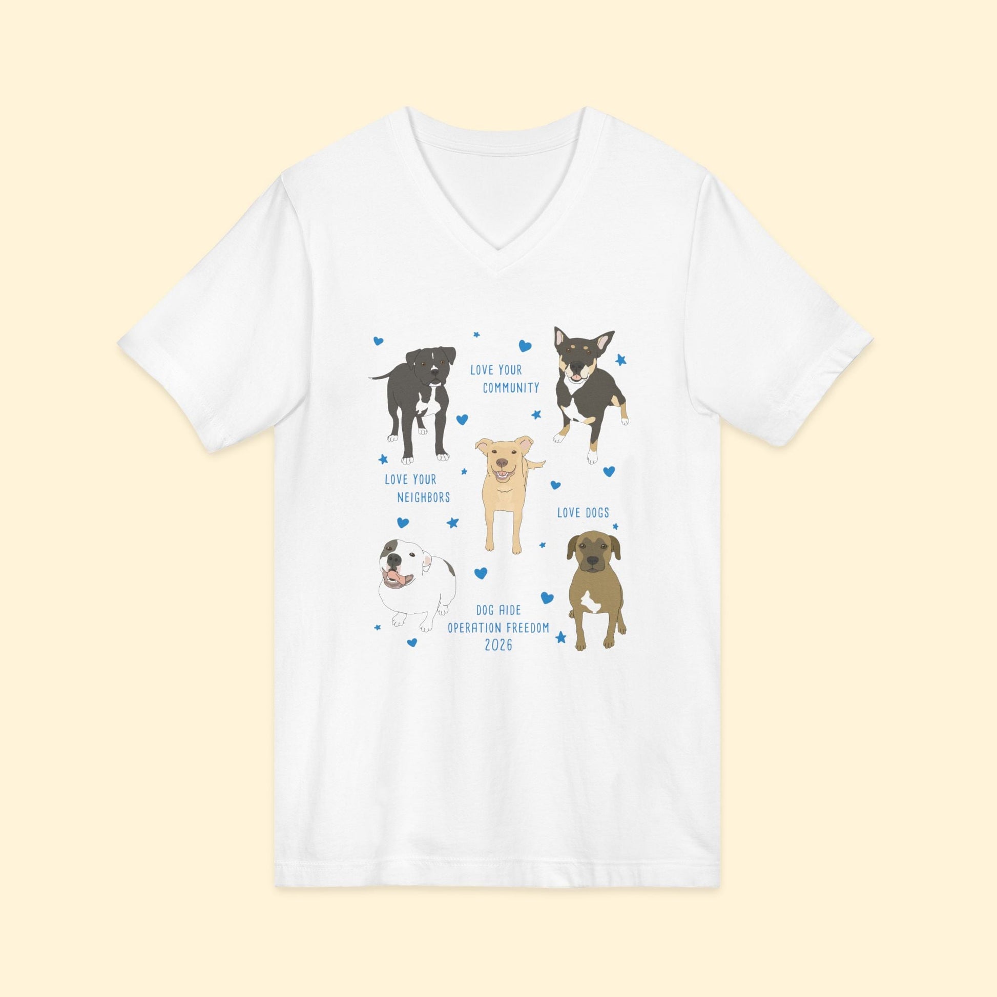 Unisex V-Neck Tee | FUNDRAISER | Dog Aide | Operation Freedom 2026 - Detezi Designs-33082111034664221587