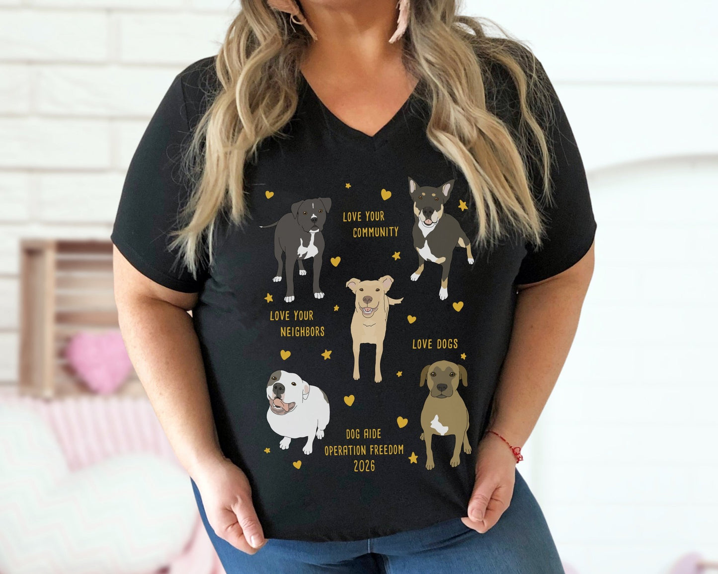 Unisex V-Neck Tee | FUNDRAISER | Dog Aide | Operation Freedom 2026 - Detezi Designs-33082111034664221587